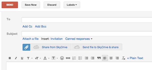 Salvare allegati Gmail in SkyDrive