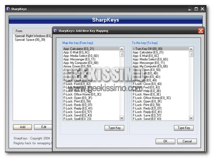 Rimappare la tastiera con SharpKeys