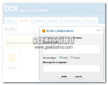 Box.net ora permette la condivisione dei file
