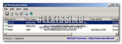 Scoprire le password dei vari network Wi-Fi del pc con WirelessKeyView