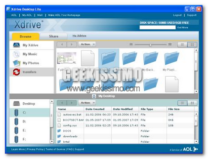 AOL rilascia Xdrive Desktop Lite