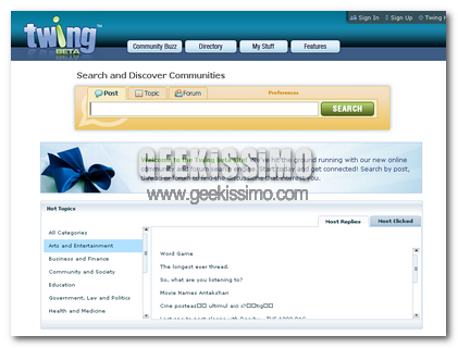 Twing: motore di ricerca per forum