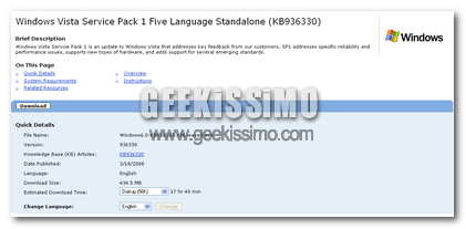 Rilasciato il Service Pack per Windows Vista