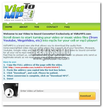 VidToMP3 ovvero converti i video in MP3
