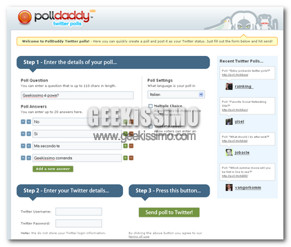 Crea sondaggi facilmente per Twitter con PollDaddy