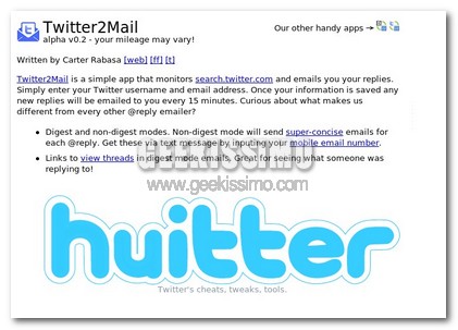 Huitter/Twitter2Mail