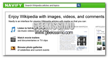 Navify, ovvero Wikipedia arricchita di Video e Immagini
