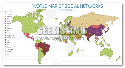 Mappa della diffusione dei Social Network nel mondo