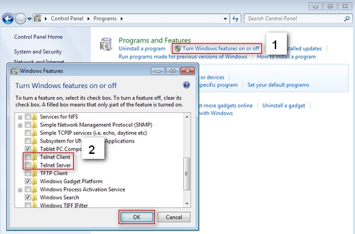 abilitazionetelnetW7