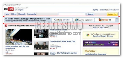 YouTube sta per interrompere il supporto a Internet Explorer 6