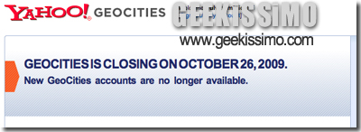 New GeoCities accounts are no longer aviable