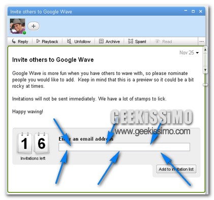 Google Wave 16 inviti