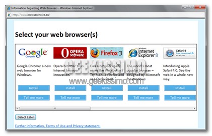La pagina web di Microsoft per la scelta del proprio browser