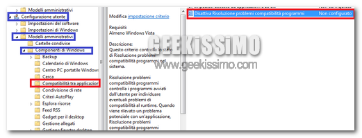 Disattivare assistente compatibilità