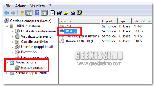 Disco rigido nascosto in windows 7