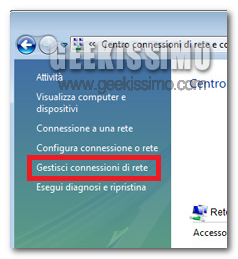 Assegnare IP statico in Windows vista
