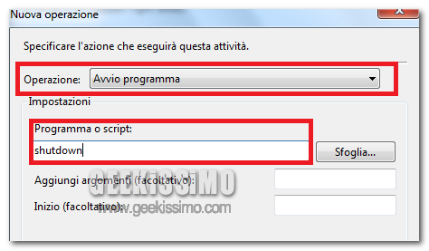 Programmare lo spegnimento automatico del sistema