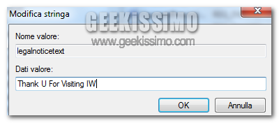 Messaggio logon windows 7