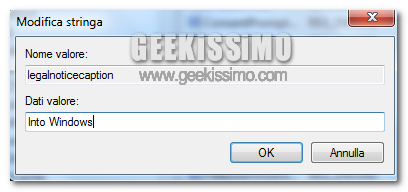 Messaggio logon Windows 7