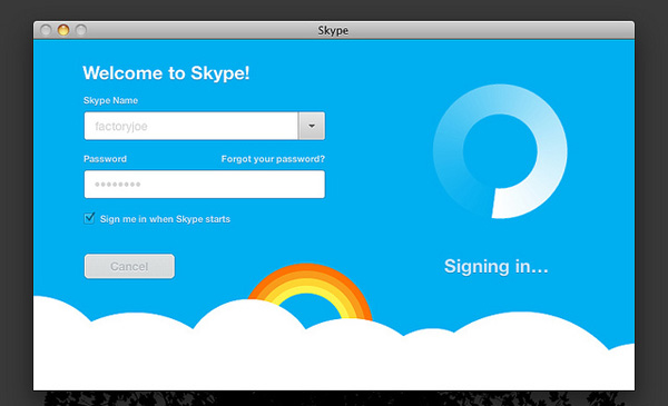 skype login with fb account