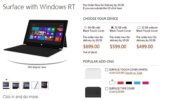 Microsoft Surface prezzi