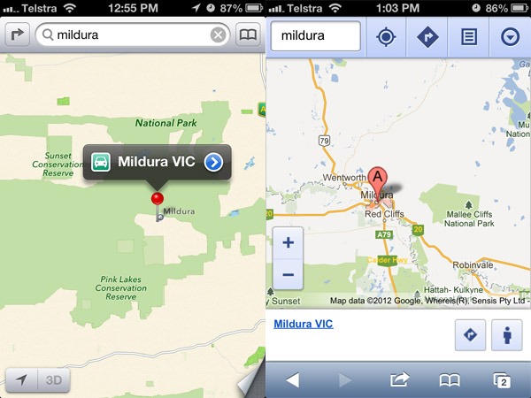 Allerta polizia Mappe Apple Australia