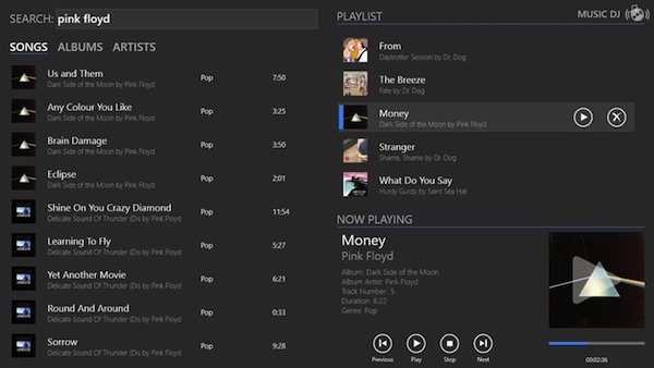 Player musicale Windows 8