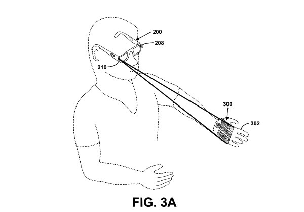 Google Glass brevetto tastiera laser