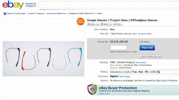 Google Glass in vendita su eBay