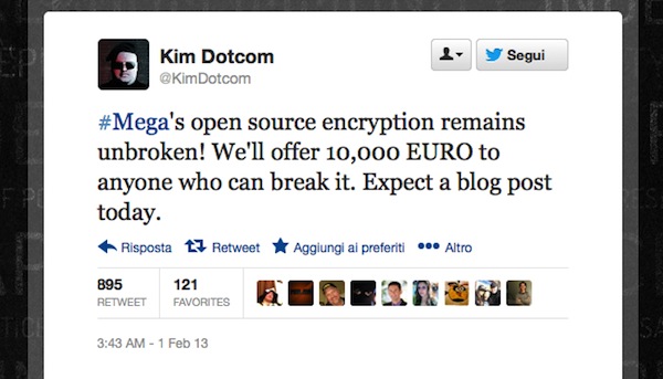 Kim Dotcom 10 mila euro per hackerare Mega