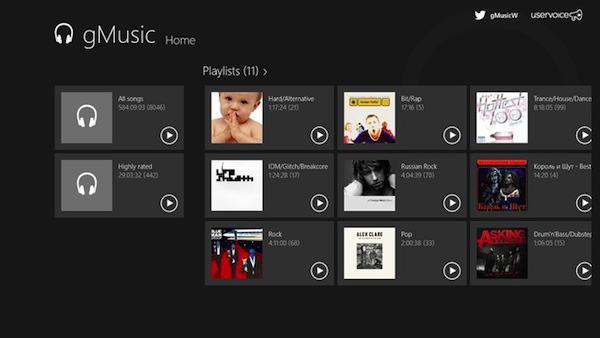 Google Play Music Windows 8
