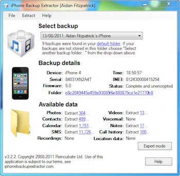 estrarre backup iPhone, iPad, iPod