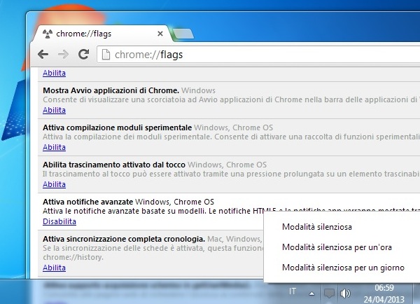 Icona Google Chrome area di notifica