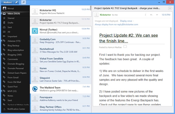 MailBird client email alternativo Windows