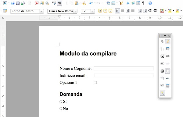 PDF compilabile con LibreOffice