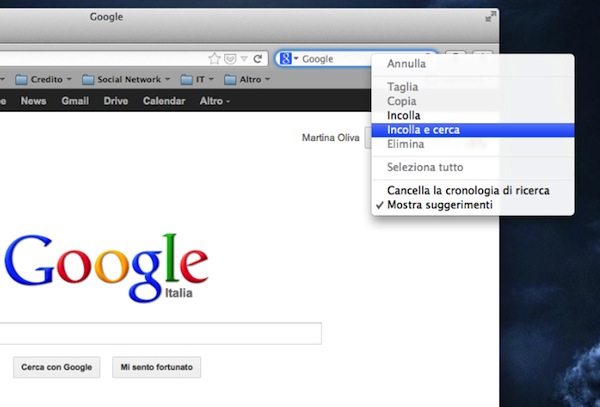 Incolla e cerca Firefox stile Opera