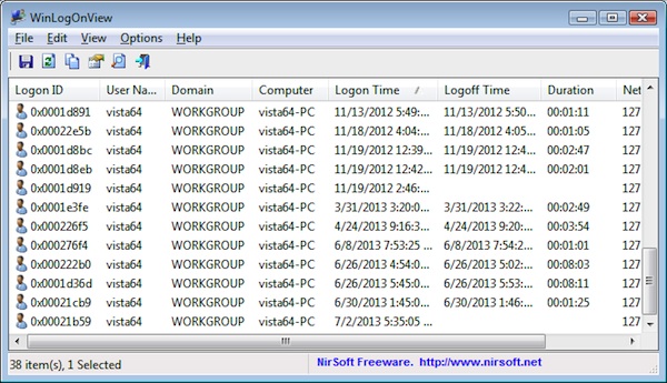 WinLogOnView, monitorare l'accesso e la disconnessione da Windows 