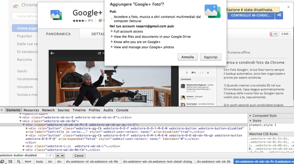 Google+ Foto Chrome