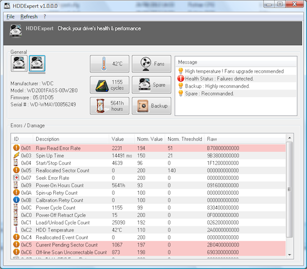 HDDExpert, controllare lo stato e le prestazioni degli hard disk