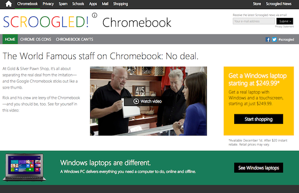 Microsoft, i Chromebook non sono dei veri laptop