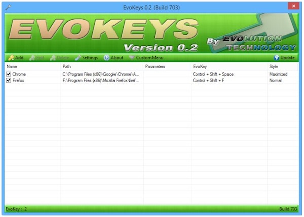 EvoKeys: creare hotkey per lanciare programmi, file, cartelle ed utility