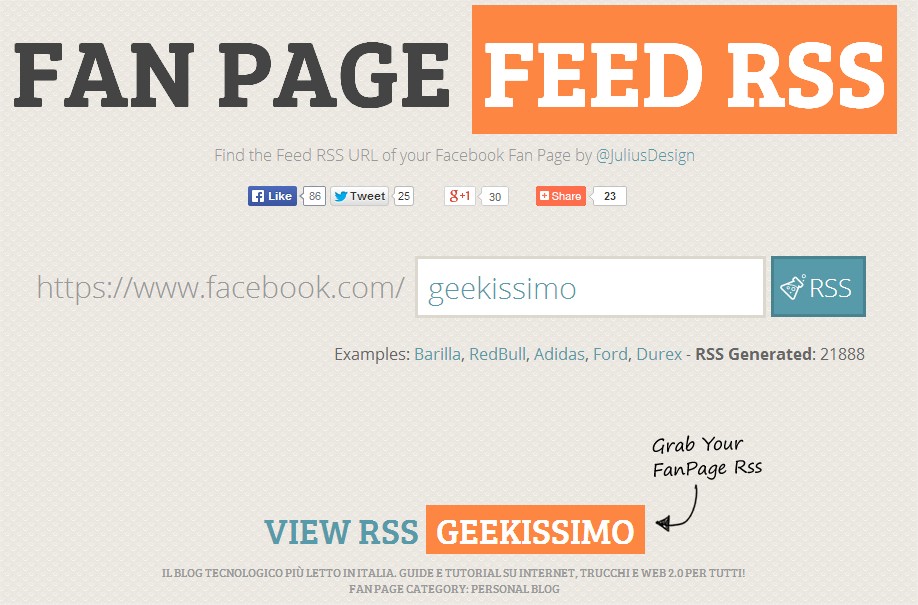 Fan Page Feed RSS