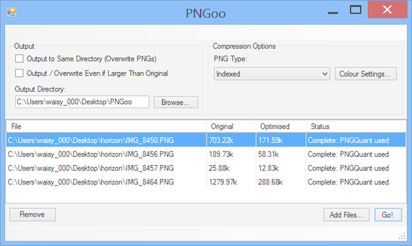 PNGoo, comprimere immagini PNG senza ridurne la qualità