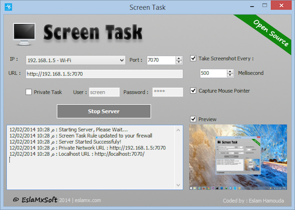 ScreenTask, condividere lo schermo del PC con qualsiasi computer