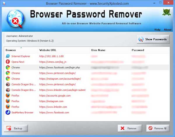 Browser Password Remover, gestire le password dei browser utilizzati