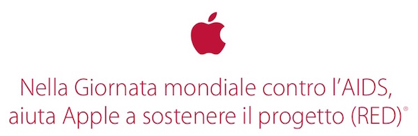 Screenshot dell'immagine di presentazione della campagna PRODUCT(RED) di Apple