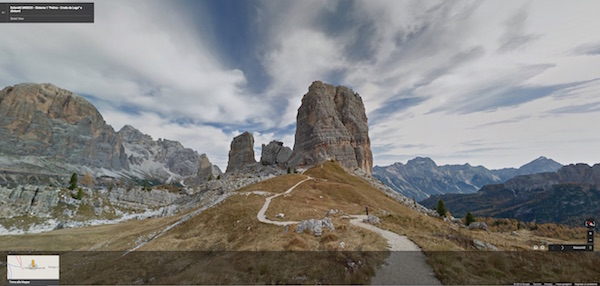 Screenshot delle Dolomiti su Google Street View