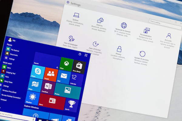 Foto che mostra il desktop di Windows 10