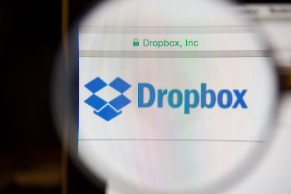 Foto del sito di Dropbox